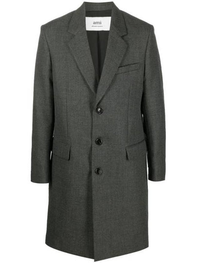 Men's Virgin Wool Single Coat Dark Grey - AMI - BALAAN 2