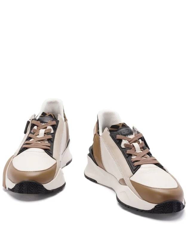 Flow FF Jacquard Leather Running Low Top Sneakers Brown - FENDI - BALAAN 6