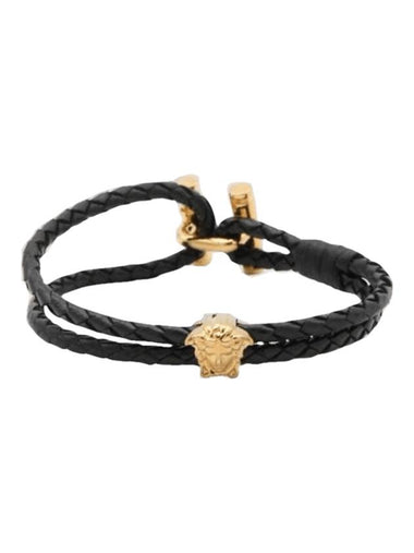 Medusa Leather Bracelet Black - VERSACE - BALAAN 1