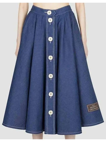 Pleated Denim Skirt Blue - GUCCI - BALAAN 2