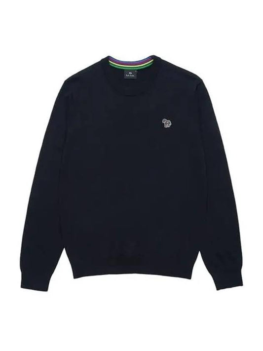 zebra patch crew neck knit top dark navy - PAUL SMITH - BALAAN 2