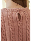 Women's Magnolia Wool Open Back Puff Knit Top Pink - MICANE - BALAAN 4