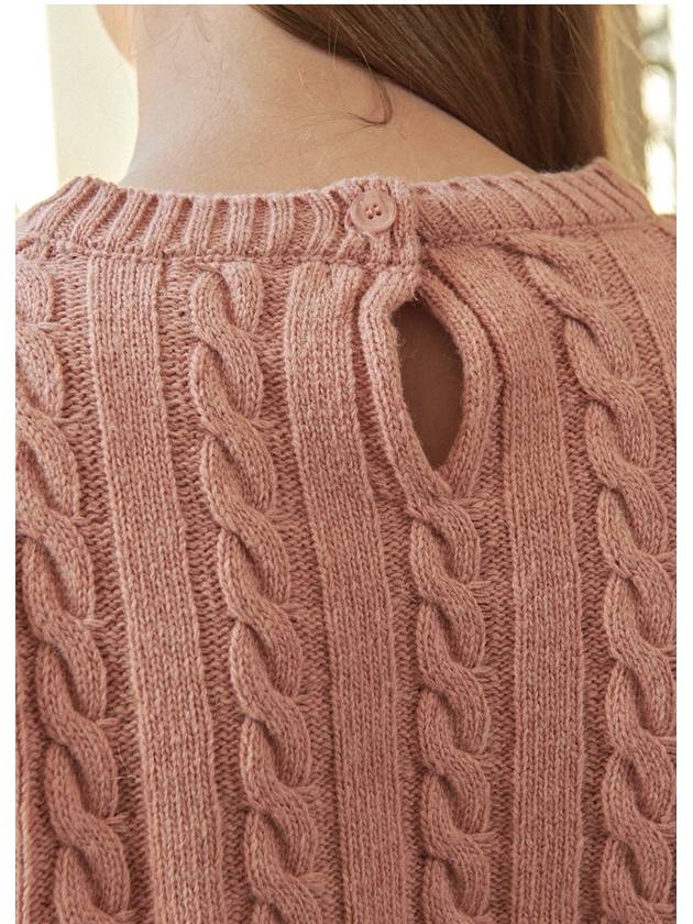 Women's Magnolia Wool Open Back Puff Knit Top Pink - MICANE - BALAAN 4