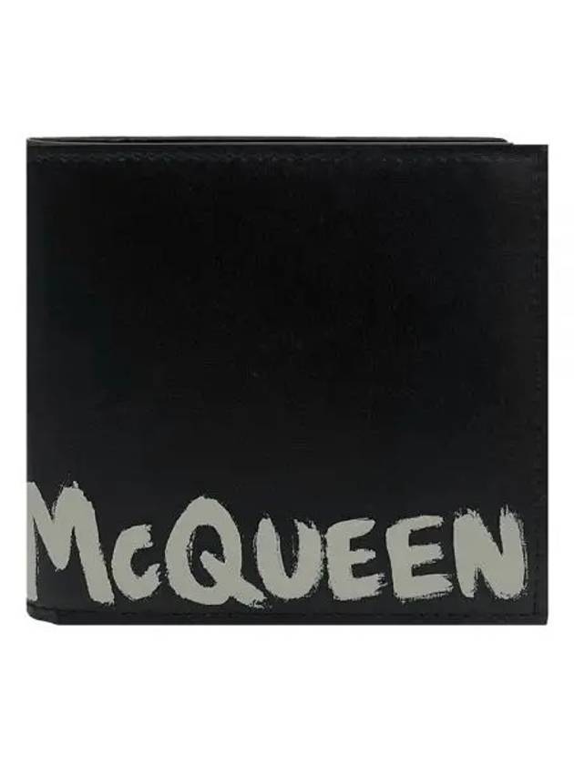 Graffiti Signature Logo Half Wallet Black - ALEXANDER MCQUEEN - BALAAN 2