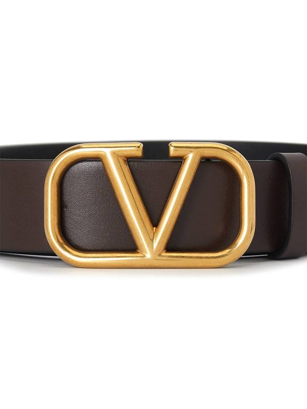 V Logo Signature Leather Belt Brown Black - VALENTINO - BALAAN 5