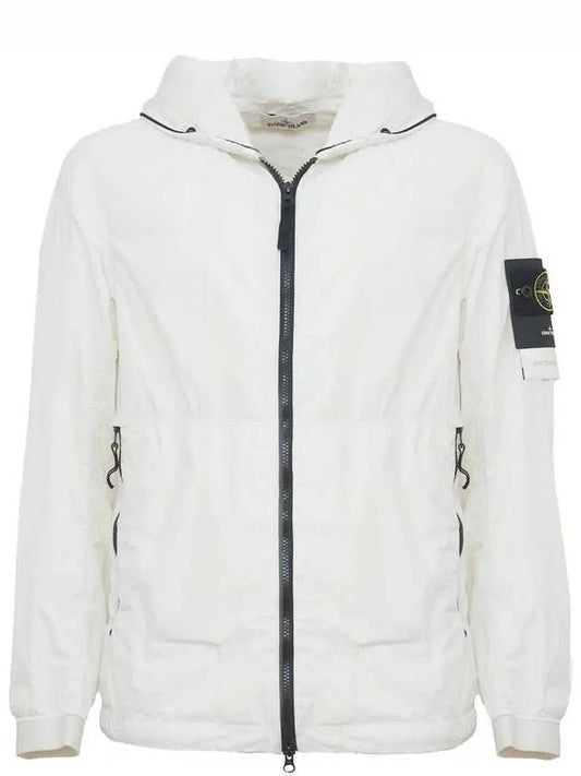 Wappen Patch Skin Touch Nylon Hooded Jacket White - STONE ISLAND - BALAAN 2