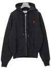 Small Heart Logo Cotton Zip Up Hoodie Black - AMI - BALAAN 2