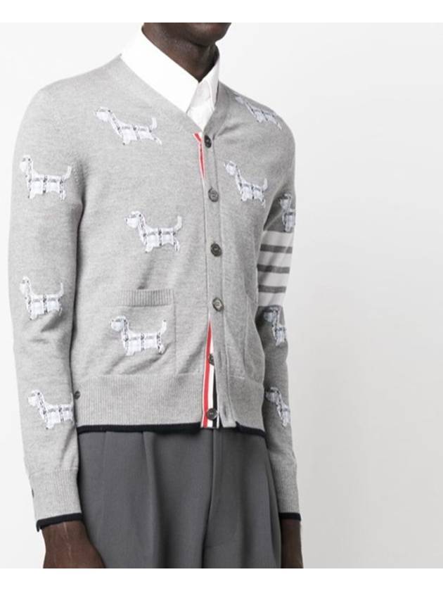 Hector Motif 4 Bar Cardigan Grey - THOM BROWNE - BALAAN 3