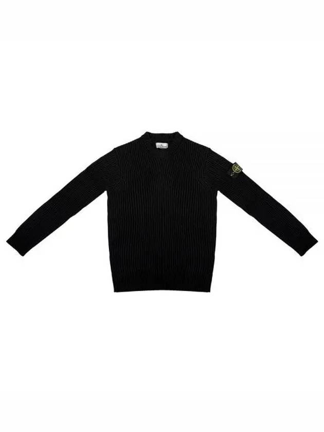 Full Rib Wool Knit Top Black - STONE ISLAND - BALAAN 2