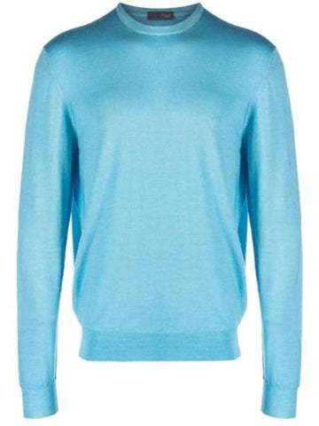 Men's Crew Neck Wool Knit Top Blue - DRUMOHR - BALAAN 1