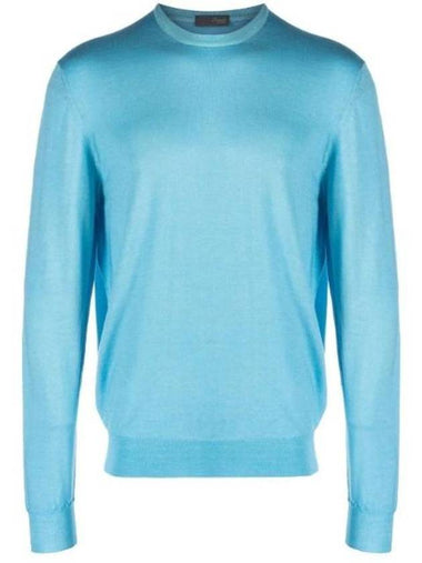 Men's Crew Neck Wool Knit Top Blue - DRUMOHR - BALAAN 1