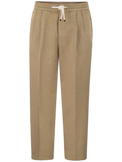 Drawstring Pleated Tapered Straight Pants Beige - BRUNELLO CUCINELLI - BALAAN 2