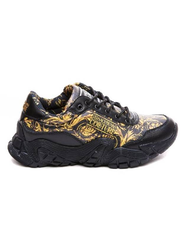 Baroque Logo Print Low Top Sneakers Black - VERSACE - BALAAN 1