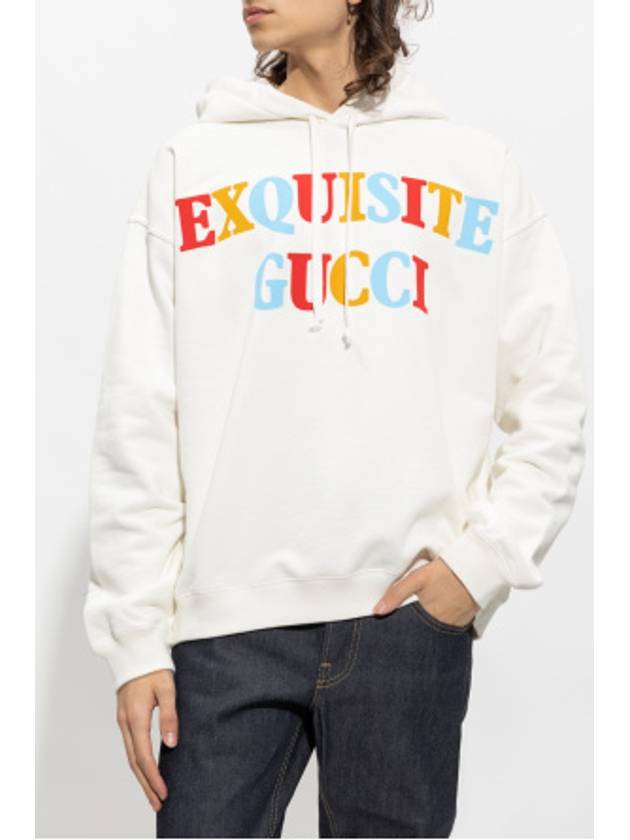 Logo Cotton Hoodie Off White - GUCCI - BALAAN 4