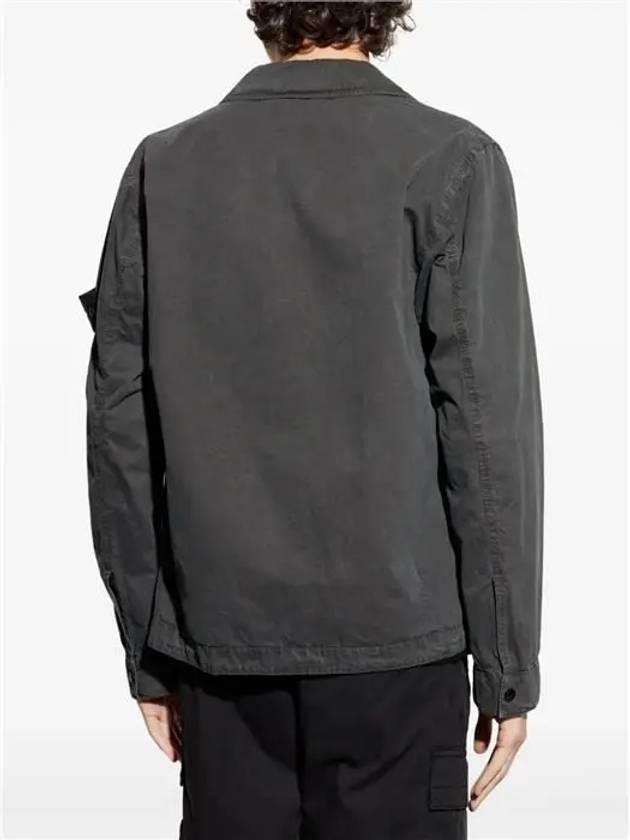 Brushed Canvas Old Effect Zip-Up Jacket Charcoal Grey - STONE ISLAND - BALAAN 10