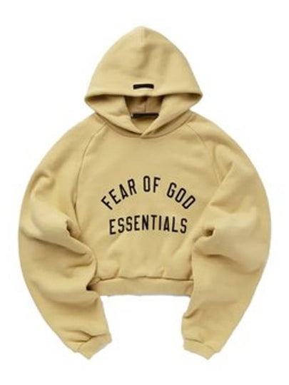 Logo Detail Cropped Hoodie Yellow - FEAR OF GOD ESSENTIALS - BALAAN 2