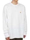 Men's Chase Mini Embroid Logo Long Sleeve T-Shirt White - CARHARTT WIP - BALAAN 4