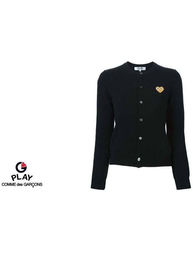 Gold Heart Logo Knit Cardigan Black - COMME DES GARCONS PLAY - BALAAN.