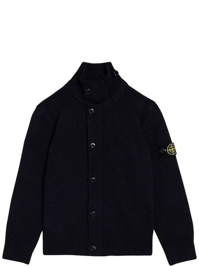 Kids Waffen Patch Full Zip Up Knit Cardigan Black - STONE ISLAND - BALAAN 2