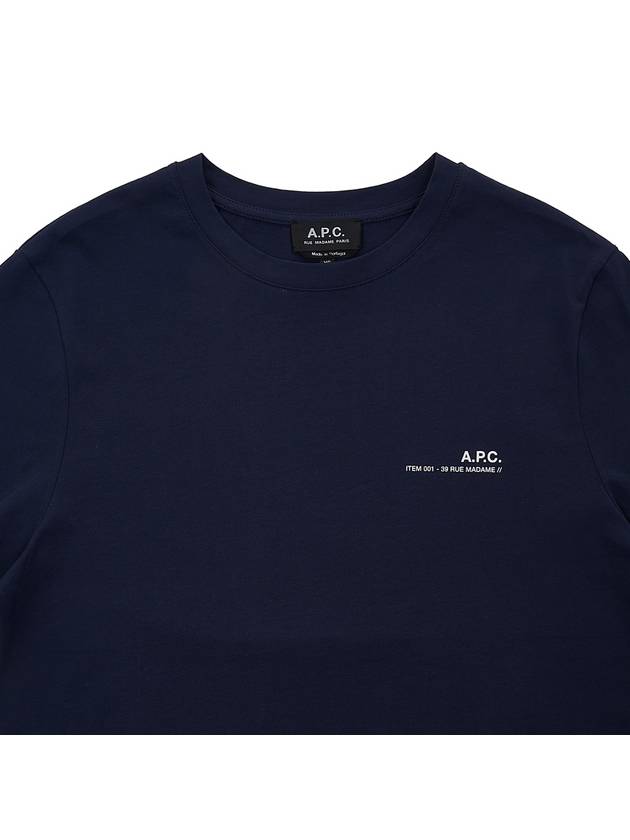 Men's Item Logo Cotton Short Sleeve T-Shirt Navy - A.P.C. - BALAAN 4