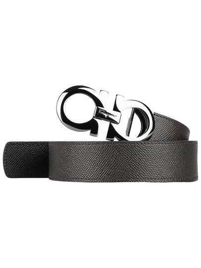 Gancini Reversible Adjustable Leather Belt Black - SALVATORE FERRAGAMO - BALAAN 2