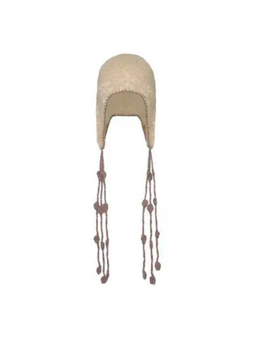 Sequin Nordic Earflap Lab Wrap Beanie Milk Tea - SCULPTOR - BALAAN 1