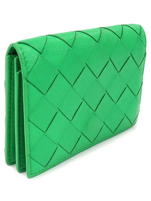 667141 Green Paraket Lambskin Intrecciato Business Card Holder - BOTTEGA VENETA - BALAAN 3