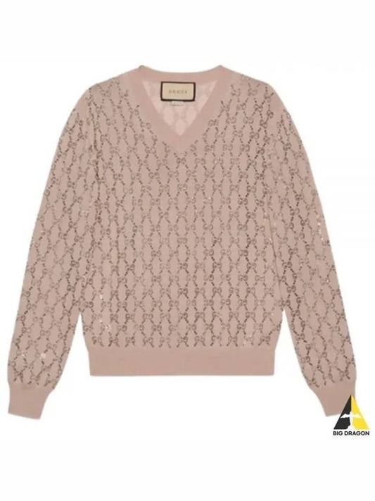 GG Crystal Wool Knit Top Pink - GUCCI - BALAAN 2