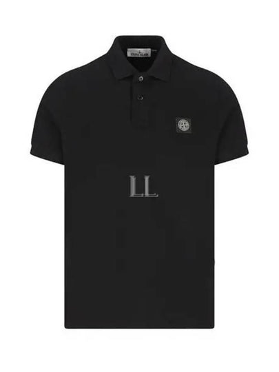 Organic Cotton Elastane Pique Polo Shirt Black - STONE ISLAND - BALAAN 2