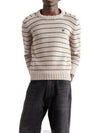 Striped Triomphe Embroidery Wool Knit Top Vanilla - CELINE - BALAAN 6