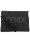 printed fabric clutch bag black - FENDI - BALAAN.