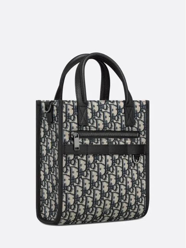 Safari North South Oblique Jacquard Tote Bag Black Beige - DIOR - BALAAN 4