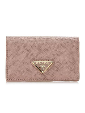 Saffiano Leather Card Wallet Pink - PRADA - BALAAN 1