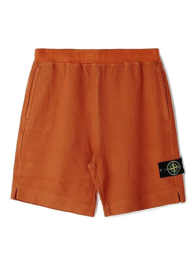 Men's Waffen Patch Ribbed Training Shorts Orange - STONE ISLAND - BALAAN 2