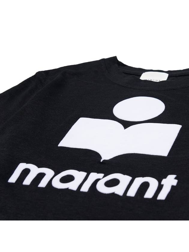 Karman Logo Print Linen Short Sleeve T-Shirt Black - ISABEL MARANT - BALAAN 4