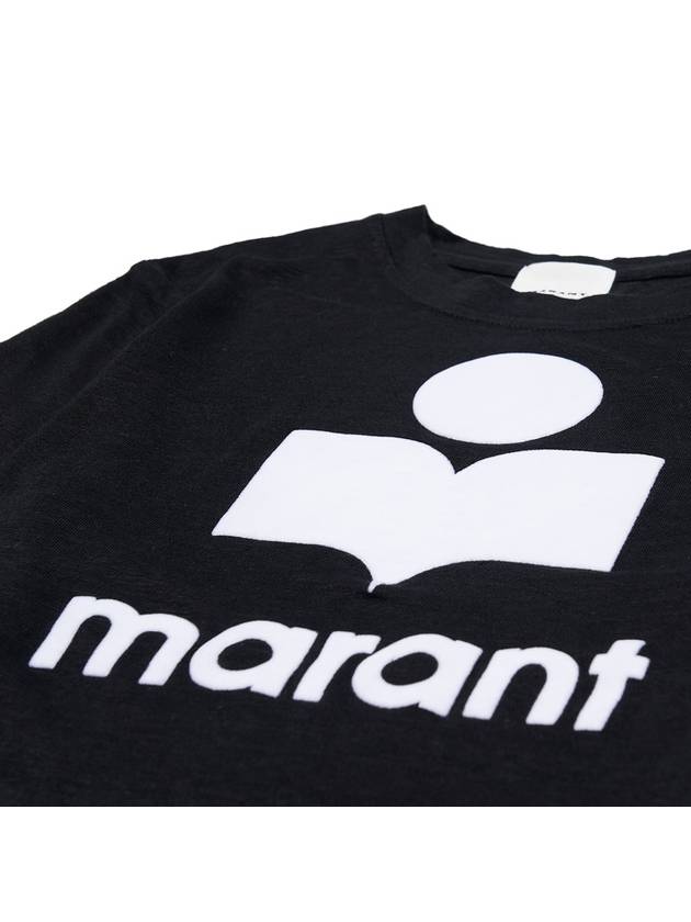 24 ss Linen T-Shirt WITH Flock Logo TS0045HAB1N22H01BK B0650981194 - ISABEL MARANT - BALAAN 4
