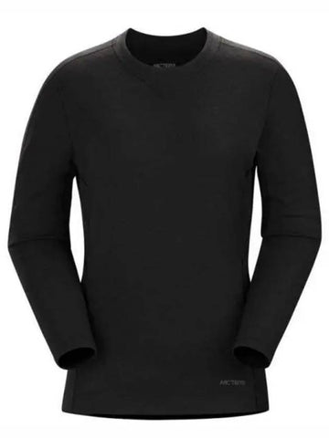 Rho Merino Crew Neck Wool Long Sleeve T-Shirt Black - ARC'TERYX - BALAAN 1