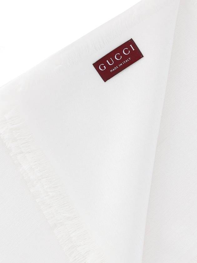 Silk Cotton Jacquard Muffler White - GUCCI - BALAAN 4