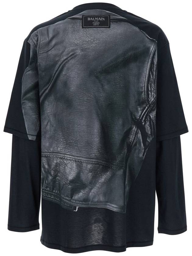 Leather Trompe L'Œil Ls T-Shirt - BALMAIN - BALAAN 2