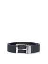 Reversible Checked Leather Belt Charcoal Silver - BURBERRY - BALAAN 2