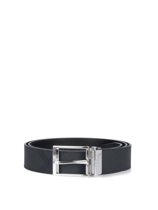 Reversible Checked Leather Belt Charcoal Silver - BURBERRY - BALAAN 2