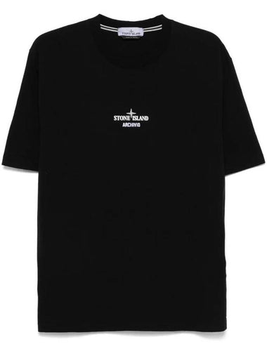 Logo Cotton Short Sleeve T-Shirt Black - STONE ISLAND - BALAAN 1