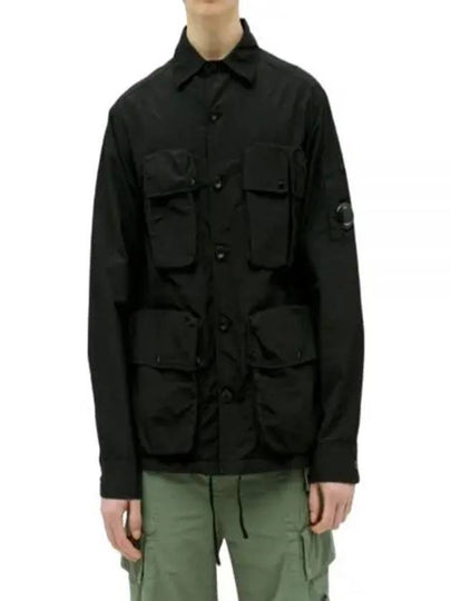 Flat Nylon Utility Over Long Sleeve Shirt Black - CP COMPANY - BALAAN 2