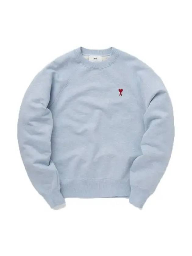 Cotton Heart Logo Sweatshirt Blue - AMI - BALAAN 3