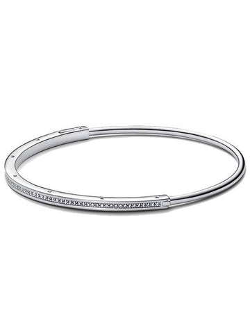 Signature ID Pave Bangle Bracelet Silver - PANDORA - BALAAN 1