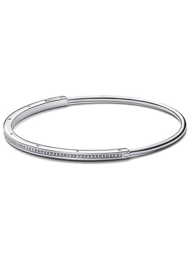 Signature ID Pave Bangle Bracelet Silver - PANDORA - BALAAN 1