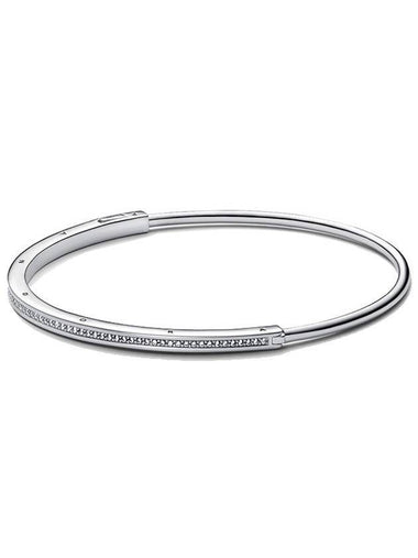 Signature ID Pave Bangle Bracelet Silver - PANDORA - BALAAN 1