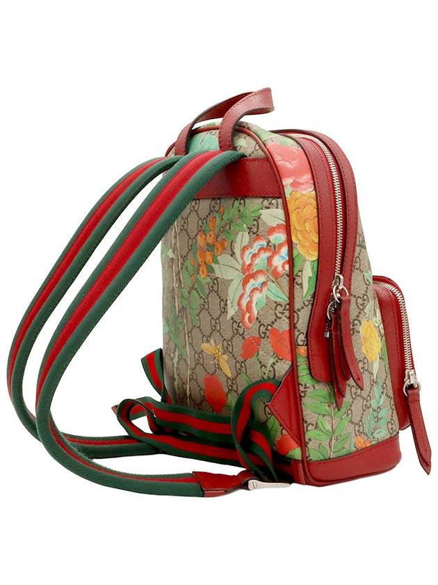 GG Supreme Canvas Red Trim Flower Backpack 427042 - GUCCI - BALAAN 3