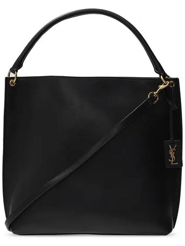 Tag Calfskin Hobo Shoulder Bag Black - SAINT LAURENT - BALAAN 1