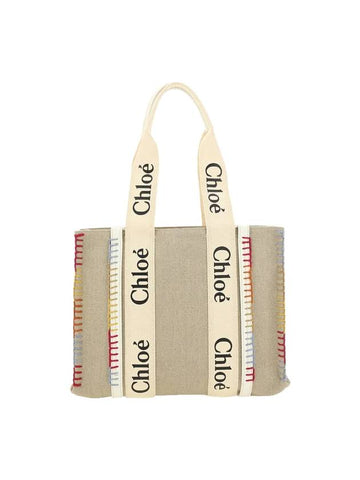 Logo Woody Medium Tote Bag Beige - CHLOE - BALAAN 1